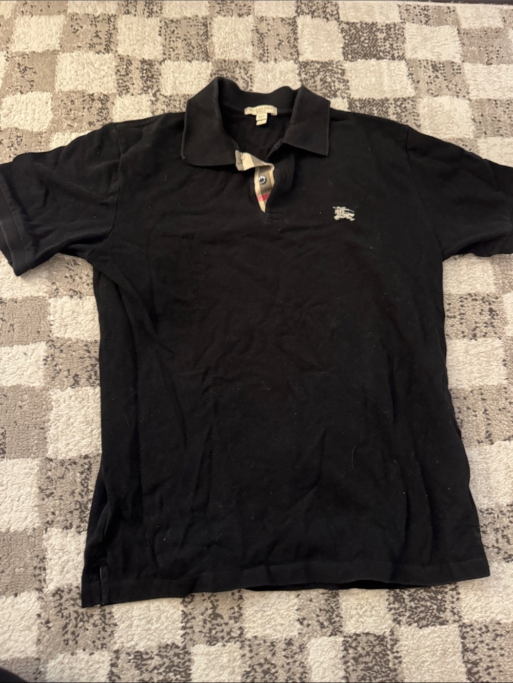 Burberry Black Polo with Signature Check Placket